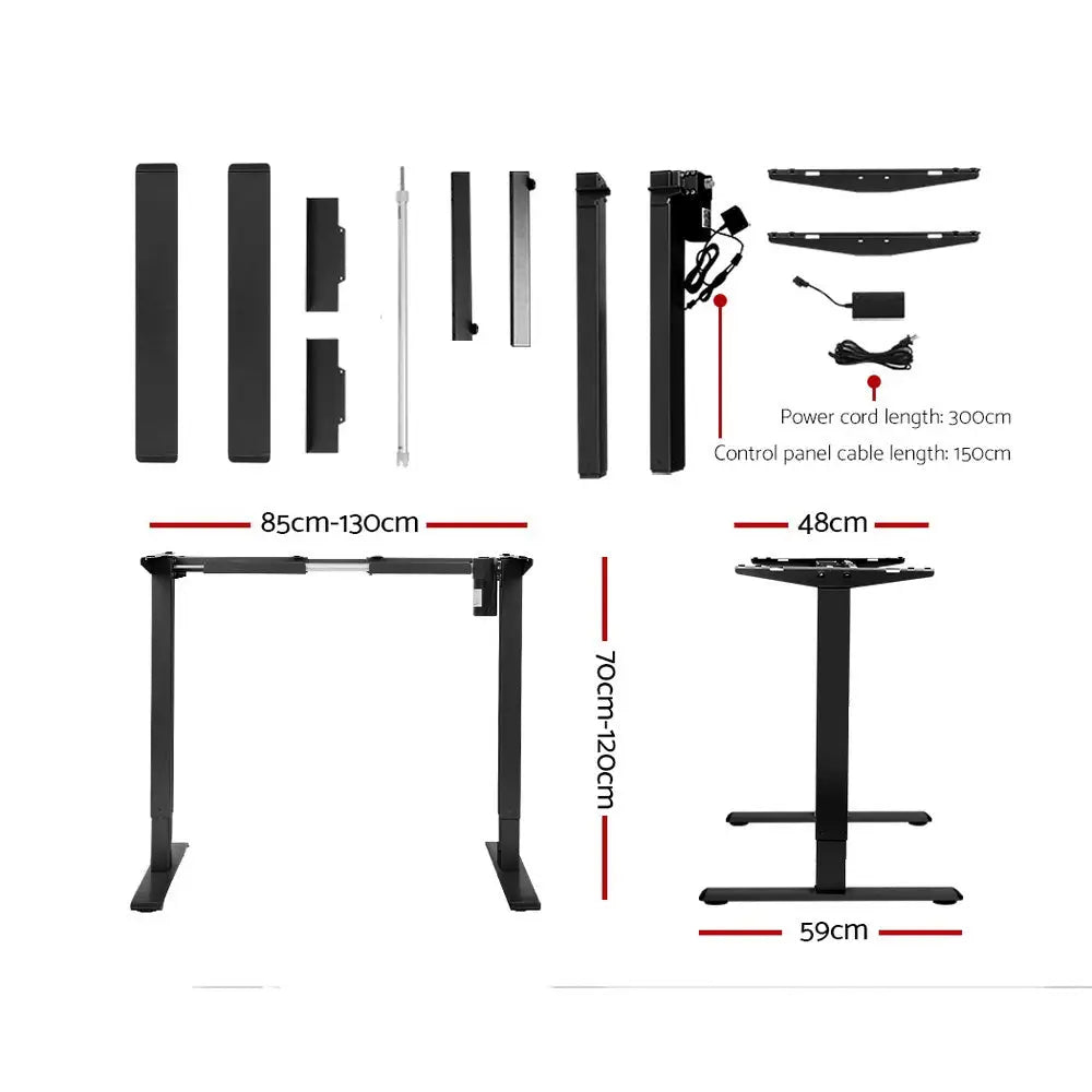 Artiss Standing Desk Frame Only Motorised Black - Furniture > Office