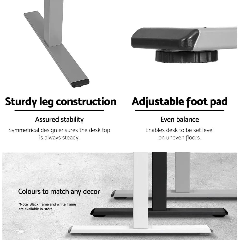 Artiss Standing Desk Frame Only Motorised Grey - Furniture > Office