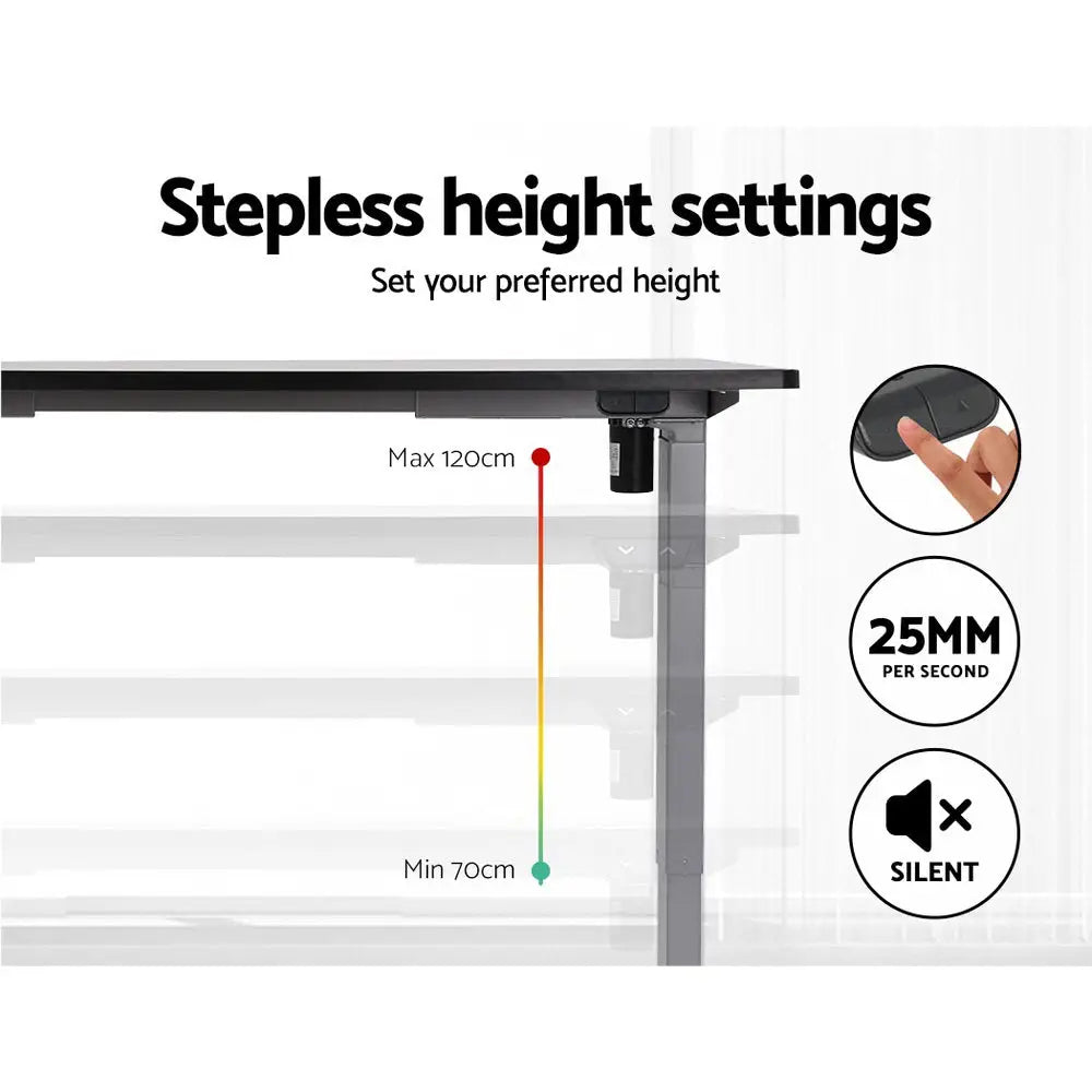 Artiss Standing Desk Frame Only Motorised Grey - Furniture > Office