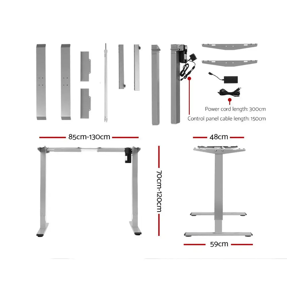 Artiss Standing Desk Frame Only Motorised Grey - Furniture > Office