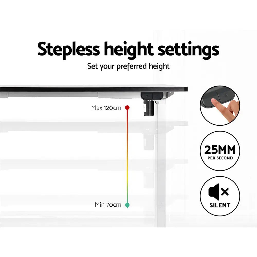 Artiss Standing Desk Frame Only Motorised White - Furniture > Office