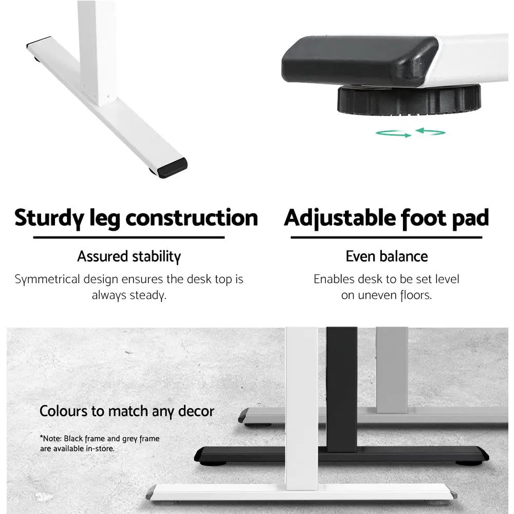 Artiss Standing Desk Frame Only Motorised White - Furniture > Office
