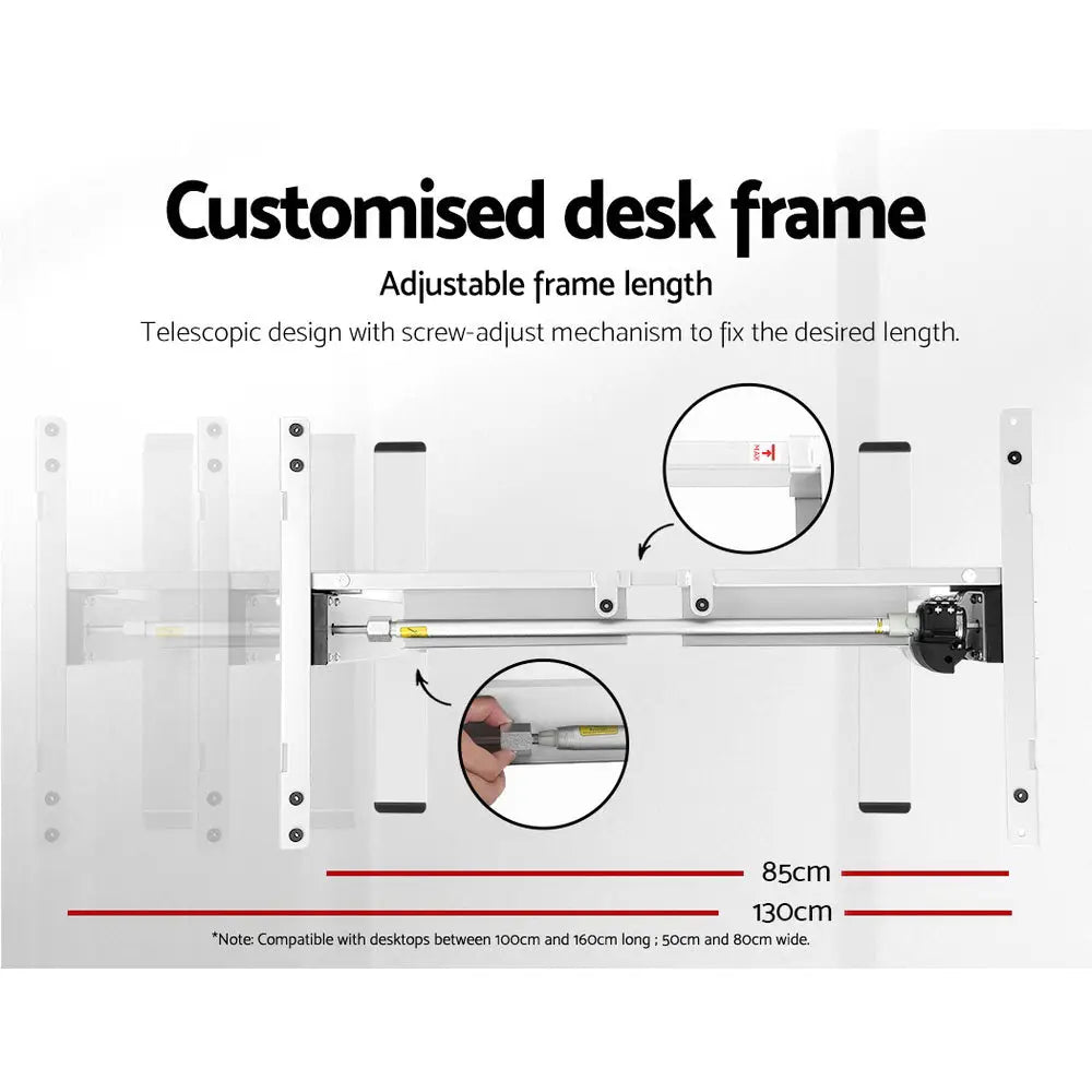 Artiss Standing Desk Frame Only Motorised White - Furniture > Office