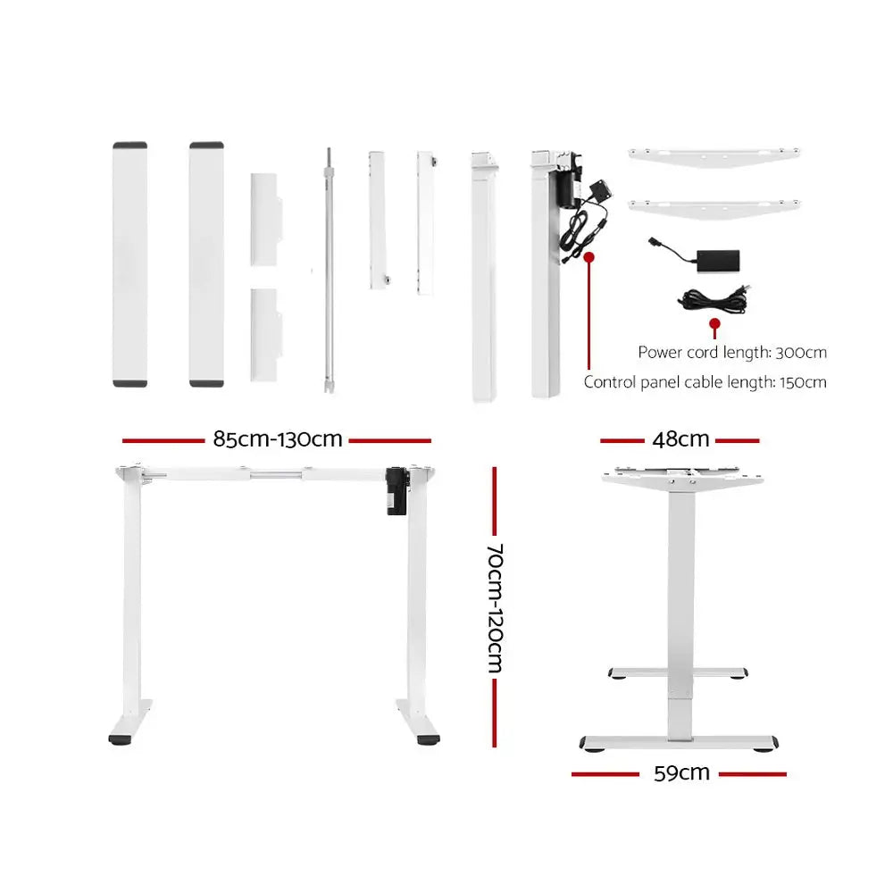 Artiss Standing Desk Frame Only Motorised White - Furniture > Office