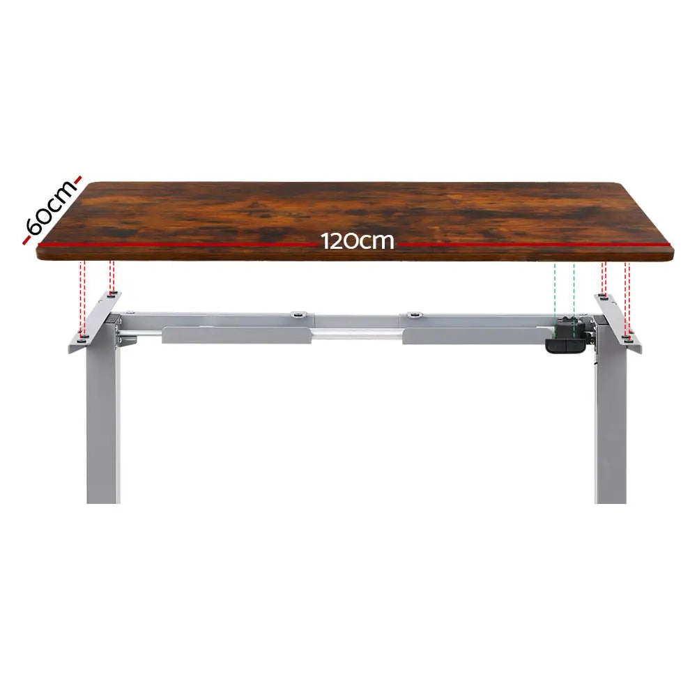 Artiss Standing Desk Motorised 120CM Rustic Brown - Furniture > Office