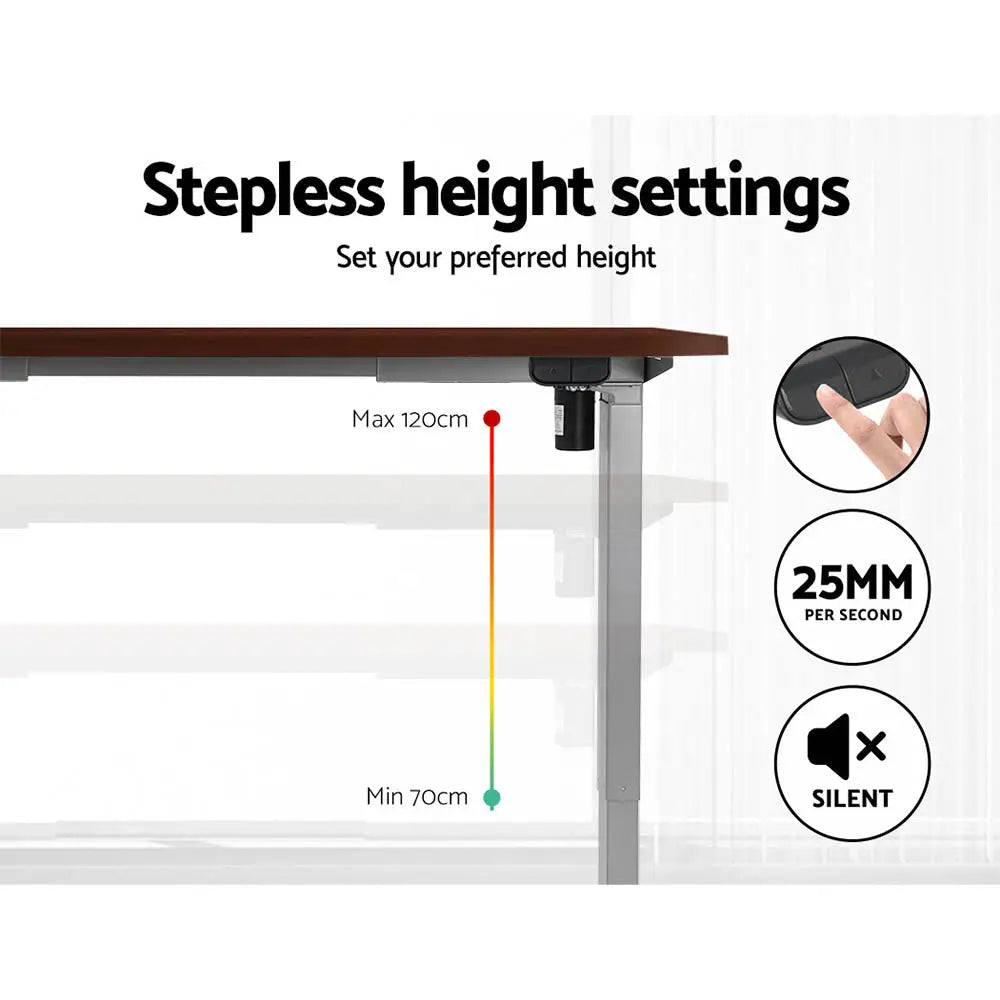 Artiss Standing Desk Motorised 140CM Walnut - Furniture > Office