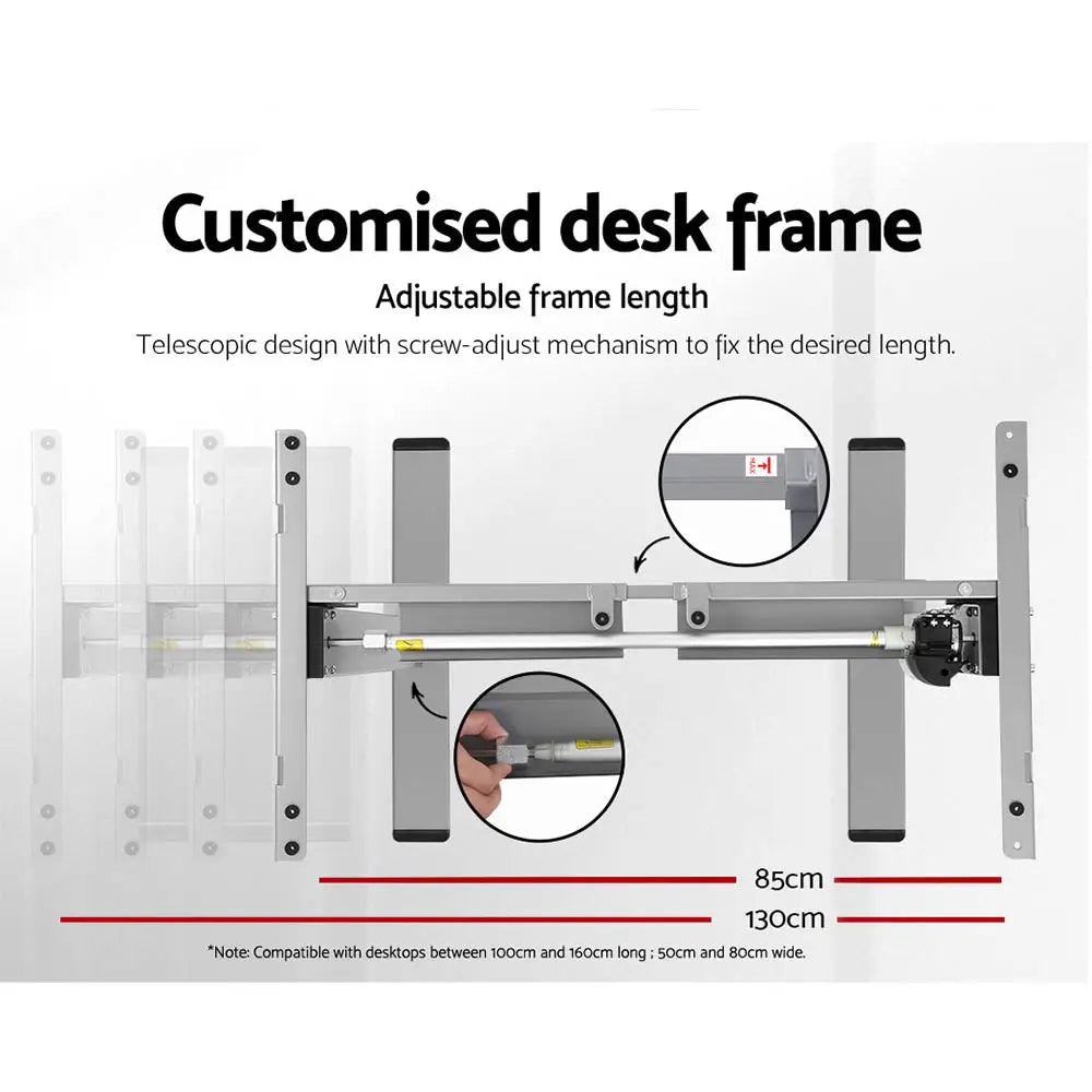 Artiss Standing Desk Motorised 140CM White - Furniture > Office
