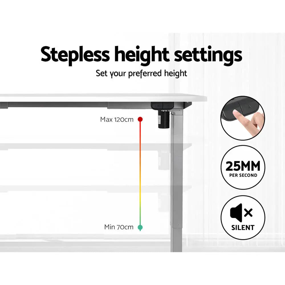 Artiss Standing Desk Motorised 140CM White - Furniture > Office
