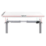 Artiss Standing Desk Motorised 140CM White - Furniture > Office