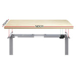 Artiss Standing Desk Motorised 140CM White Oak - Furniture > Office