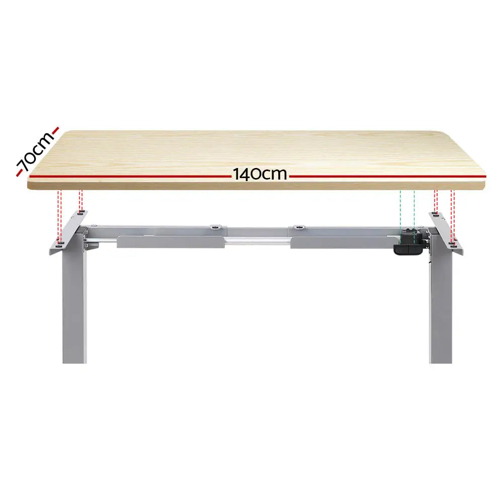 Artiss Standing Desk Motorised 140CM White Oak - Furniture > Office