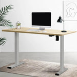 Artiss Standing Desk Motorised 140CM White Oak - Furniture > Office