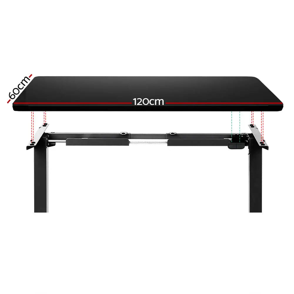 Artiss Standing Desk Motorised Black 120CM - Furniture > Office