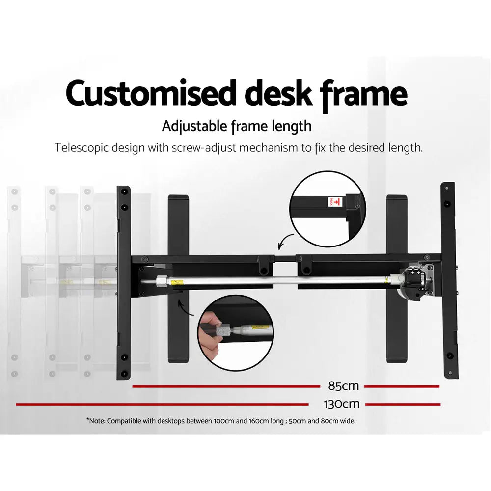 Artiss Standing Desk Motorised Black 140CM - Furniture > Office