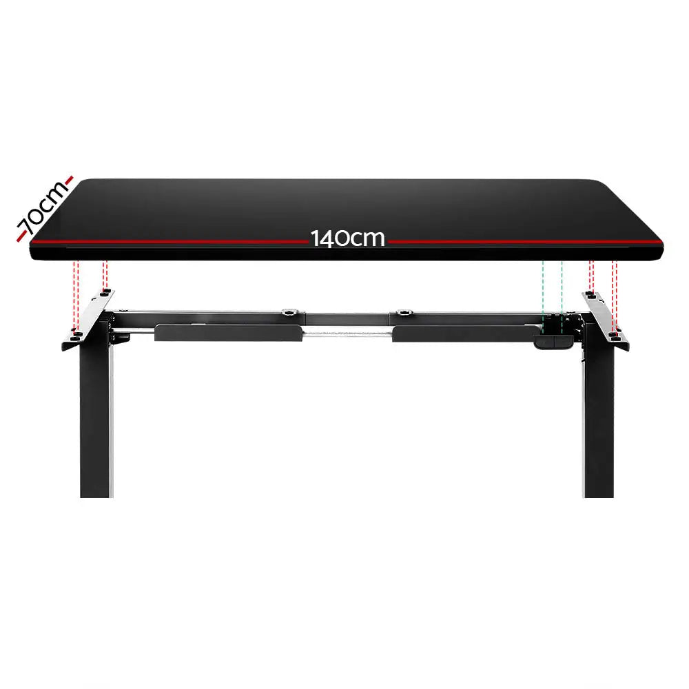 Artiss Standing Desk Motorised Black 140CM - Furniture > Office