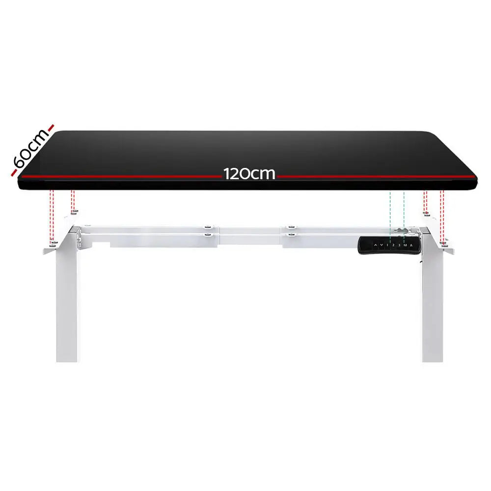 Artiss Standing Desk Motorised Dual Motor 120CM Black - Furniture > Office