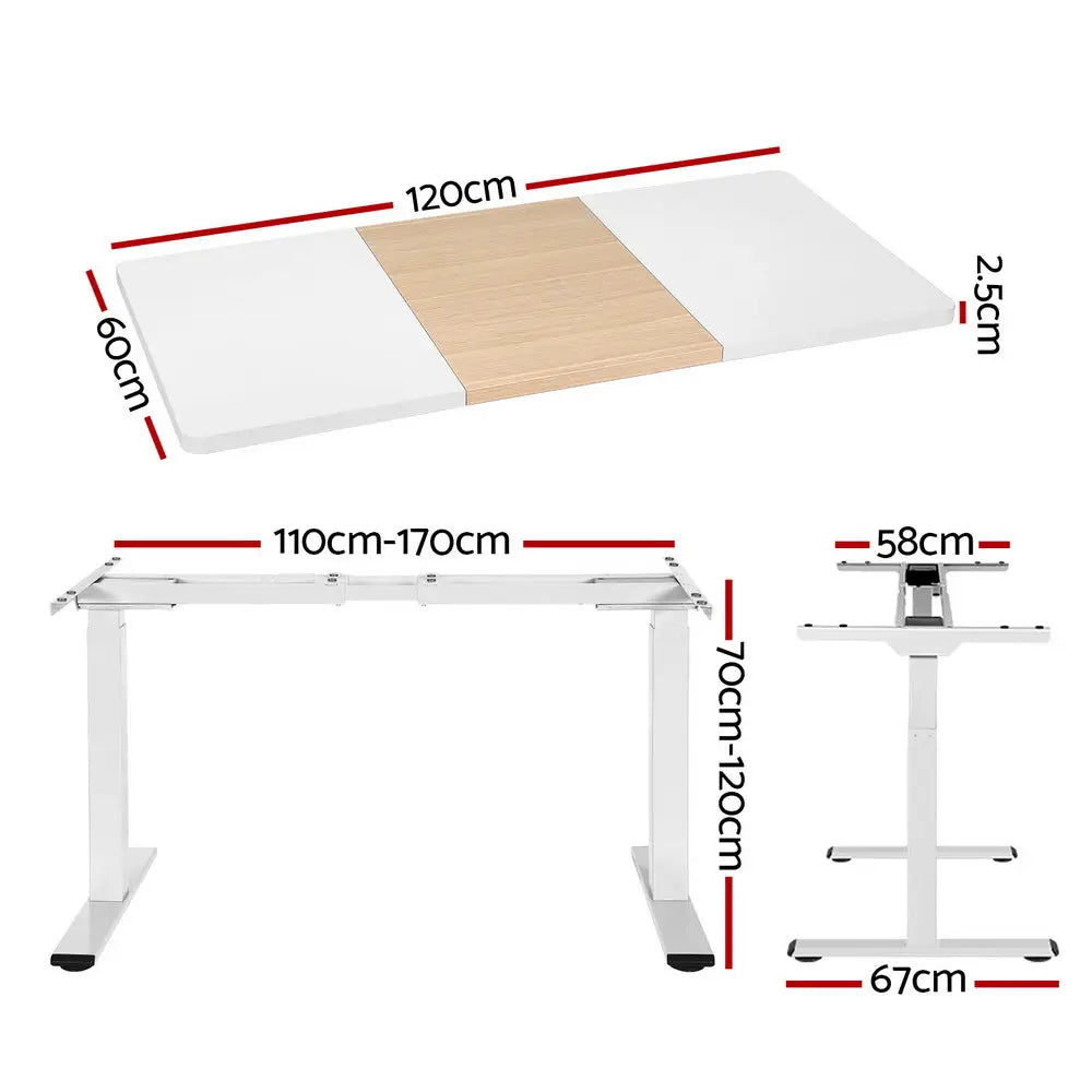 Artiss Standing Desk Motorised Dual Motor 120CM - Furniture > Office > Desks