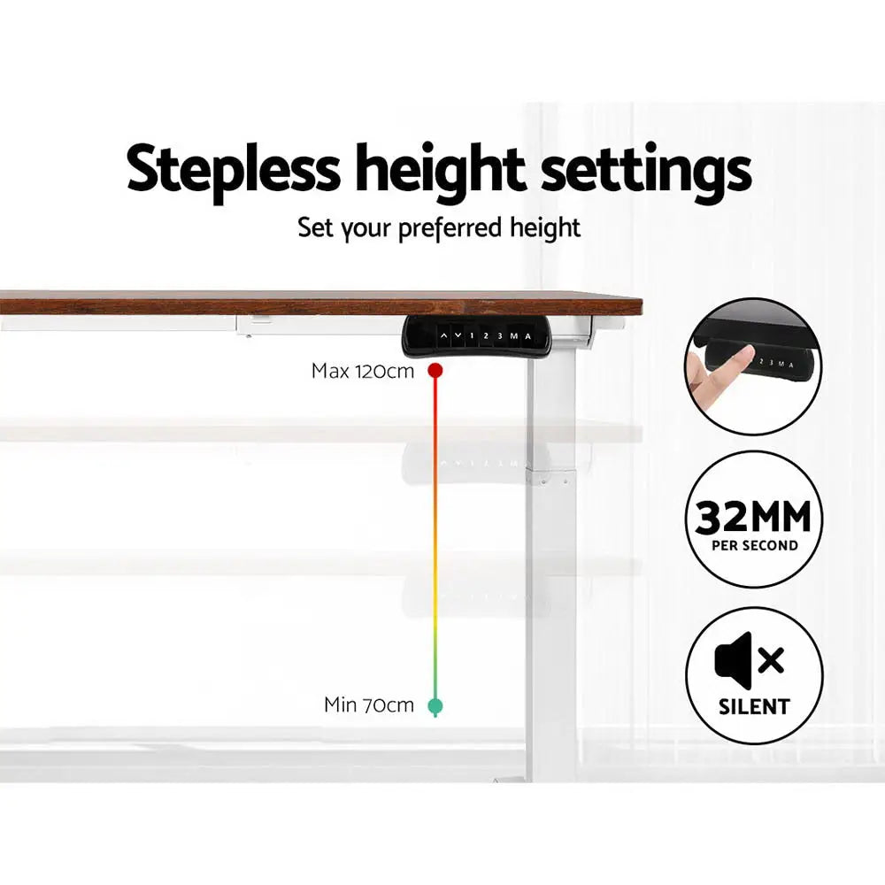 Artiss Standing Desk Motorised Dual Motor 120CM Rustic Brwon - Furniture > Office
