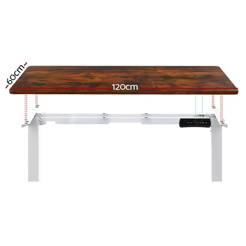 Artiss Standing Desk Motorised Dual Motor 120CM Rustic Brwon - Furniture > Office