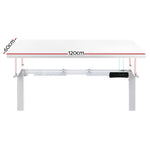 Artiss Standing Desk Motorised Dual Motor 120CM White - Furniture > Office