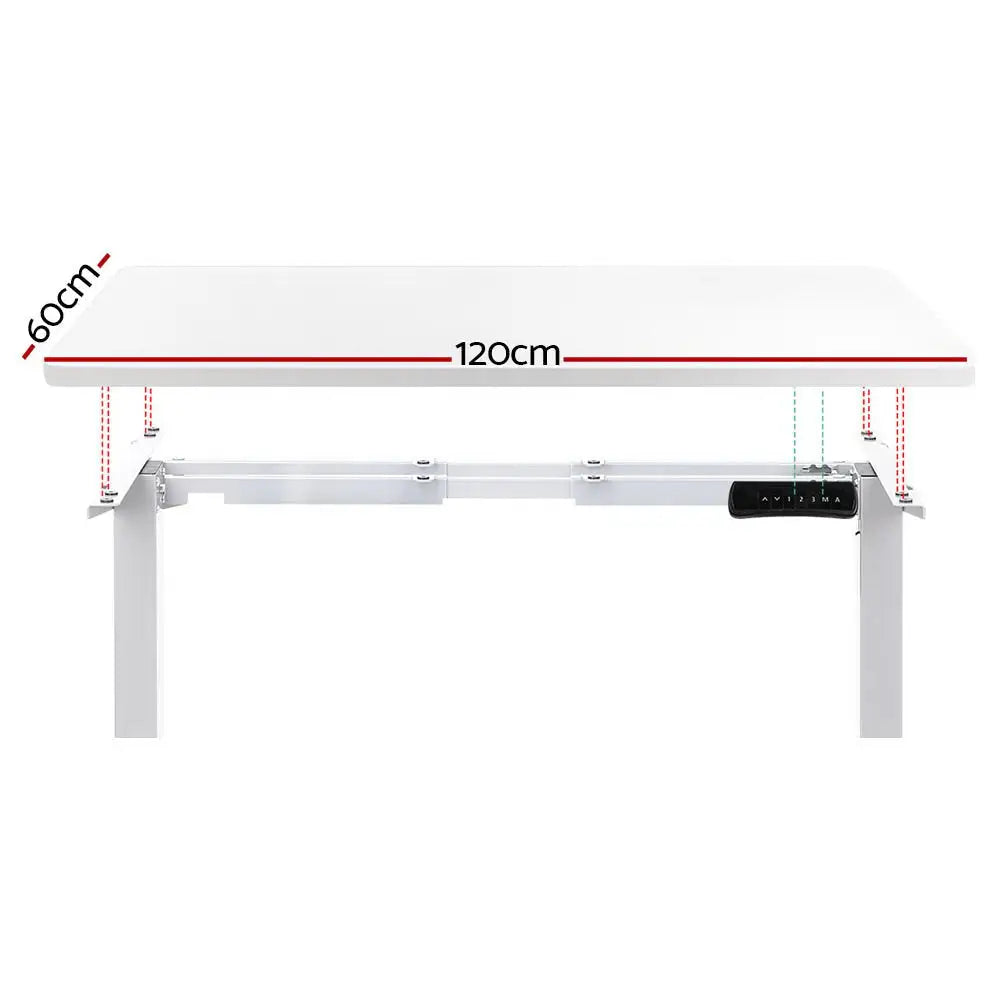 Artiss Standing Desk Motorised Dual Motor 120CM White - Furniture > Office