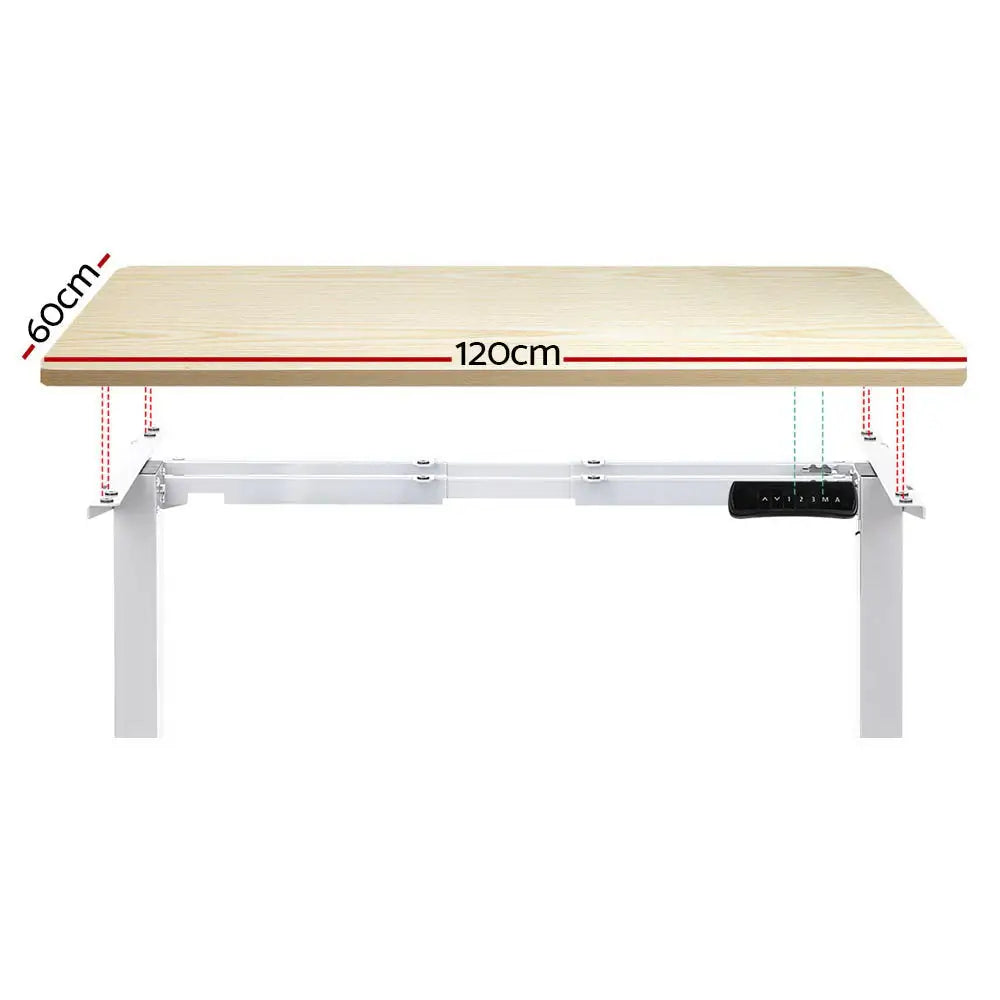 Artiss Standing Desk Motorised Dual Motor 120CM White Oak - Furniture > Office