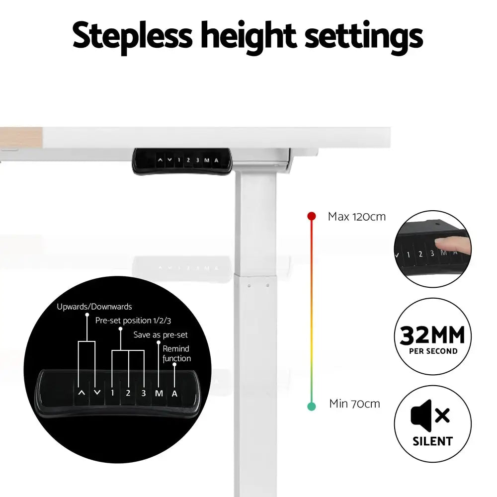 Artiss Standing Desk Motorised Dual Motor 140CM - Furniture > Office > Desks