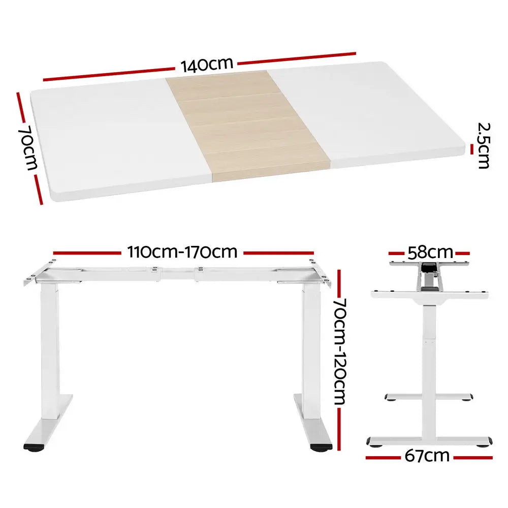 Artiss Standing Desk Motorised Dual Motor 140CM - Furniture > Office > Desks