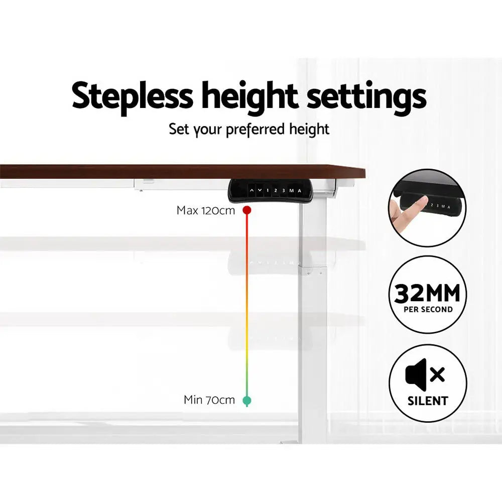 Artiss Standing Desk Motorised Dual Motor 140CM Walnut - Furniture > Office