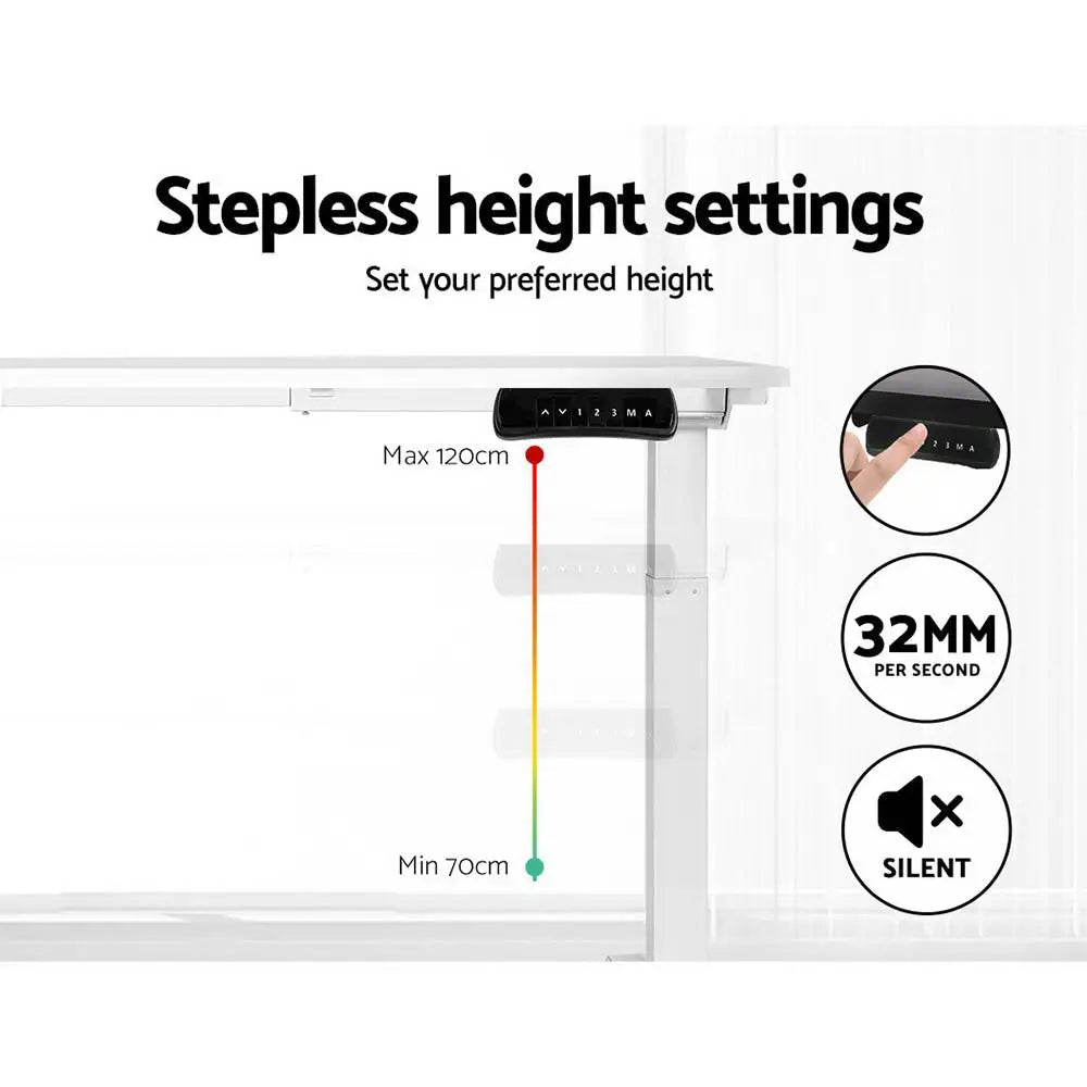 Artiss Standing Desk Motorised Dual Motor 140CM White - Furniture > Office