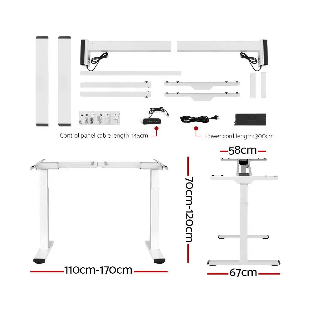 Artiss Standing Desk Motorised Dual Motor 140CM White - Furniture > Office