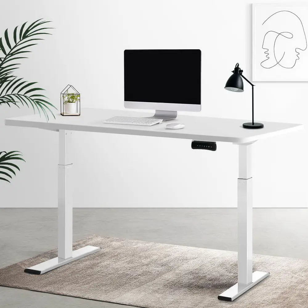 Artiss Standing Desk Motorised Dual Motor 140CM White - Furniture > Office