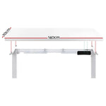 Artiss Standing Desk Motorised Dual Motor 140CM White - Furniture > Office