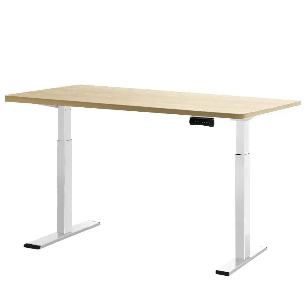 Artiss Standing Desk Motorised Dual Motor 140CM White Oak - Furniture > Office