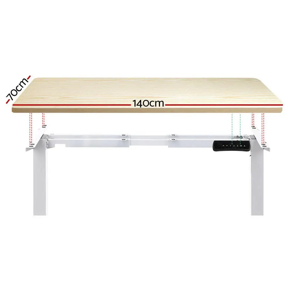 Artiss Standing Desk Motorised Dual Motor 140CM White Oak - Furniture > Office