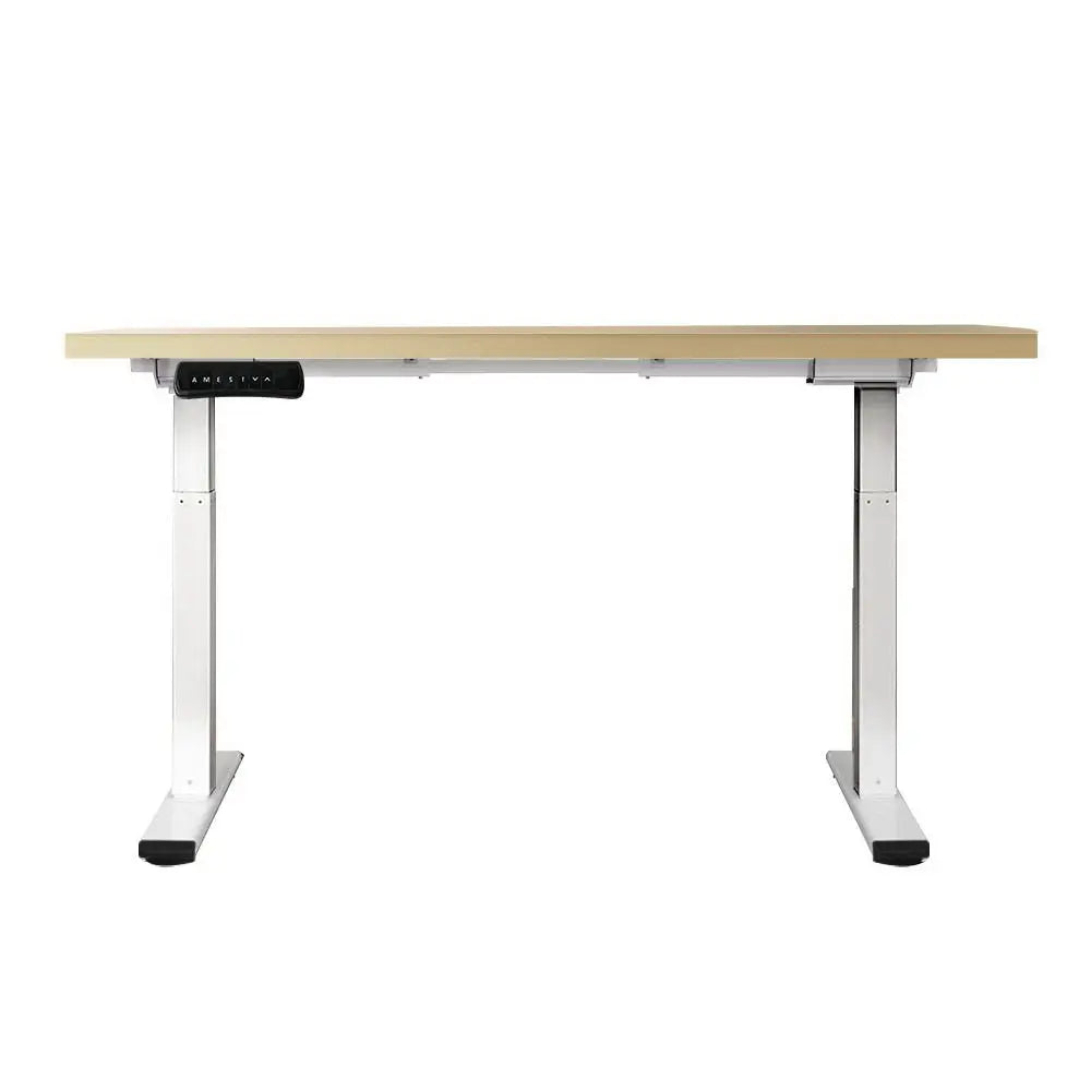 Artiss Standing Desk Motorised Dual Motor 140CM White Oak - Furniture > Office