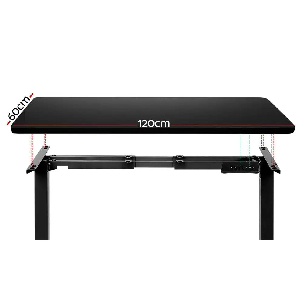 Artiss Standing Desk Motorised Dual Motor Black 120CM - Furniture > Office