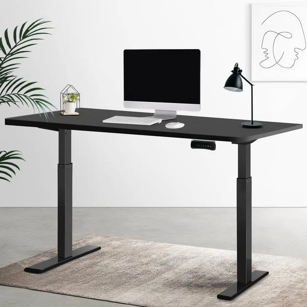 Artiss Standing Desk Motorised Dual Motor Black 140CM - Furniture > Office
