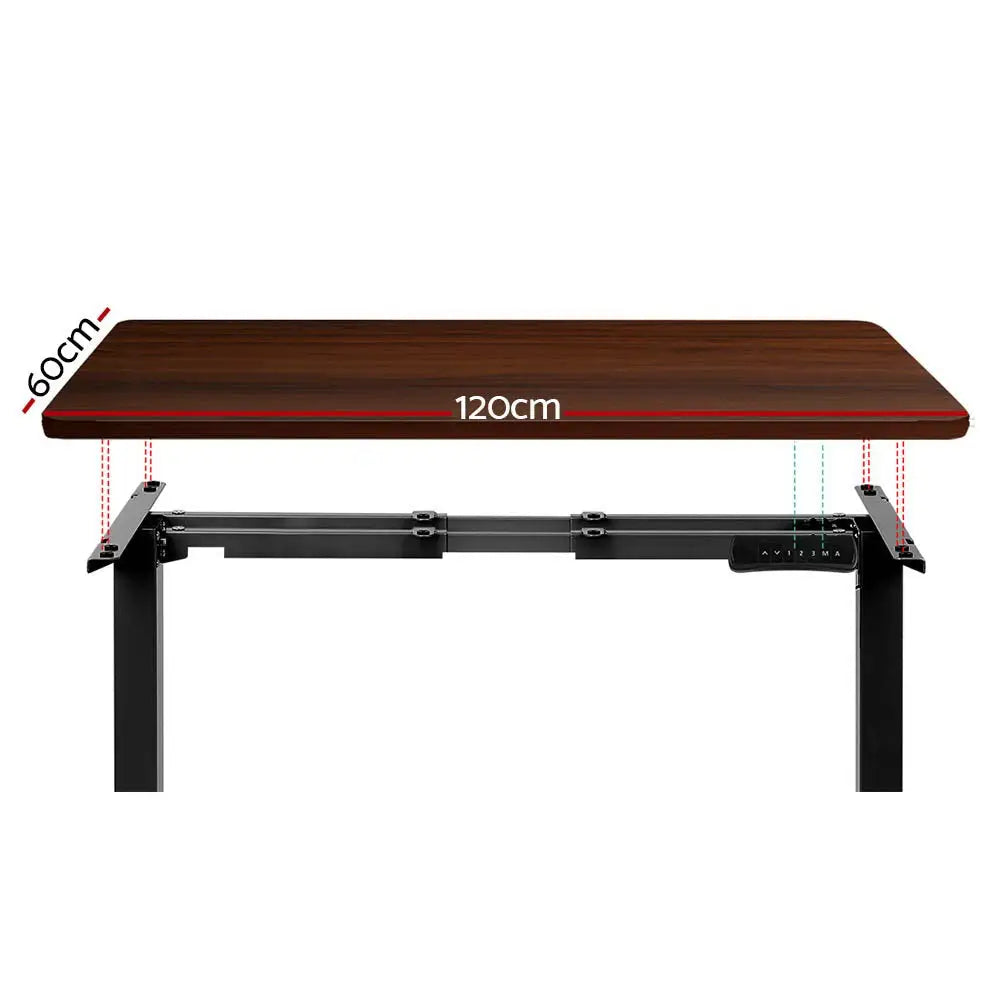 Artiss Standing Desk Motorised Dual Motor Walnut 120CM - Furniture > Office