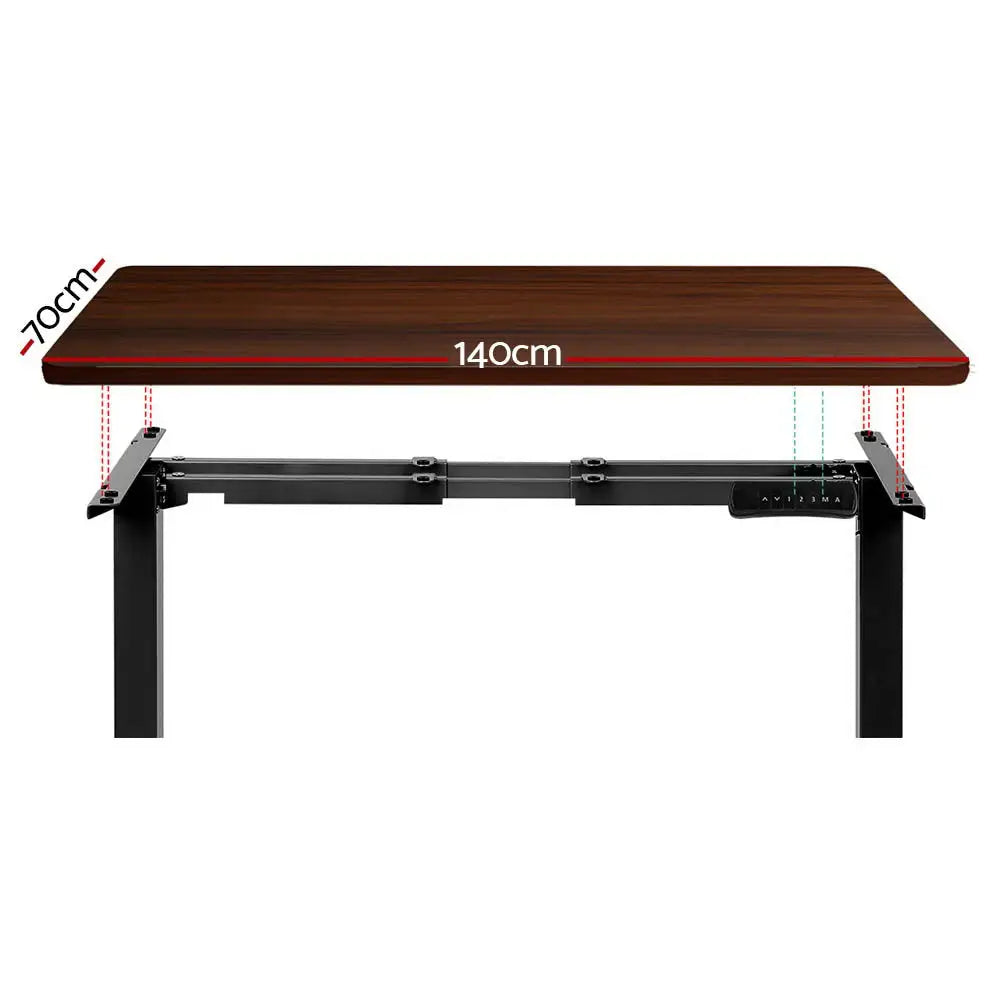 Artiss Standing Desk Motorised Dual Motor Walnut 140CM - Furniture > Office