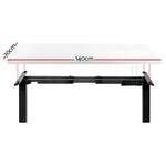 Artiss Standing Desk Motorised Dual Motor White 140CM - Furniture > Office