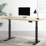 Artiss Standing Desk Motorised Dual Motor White Oak 120CM - Furniture > Office
