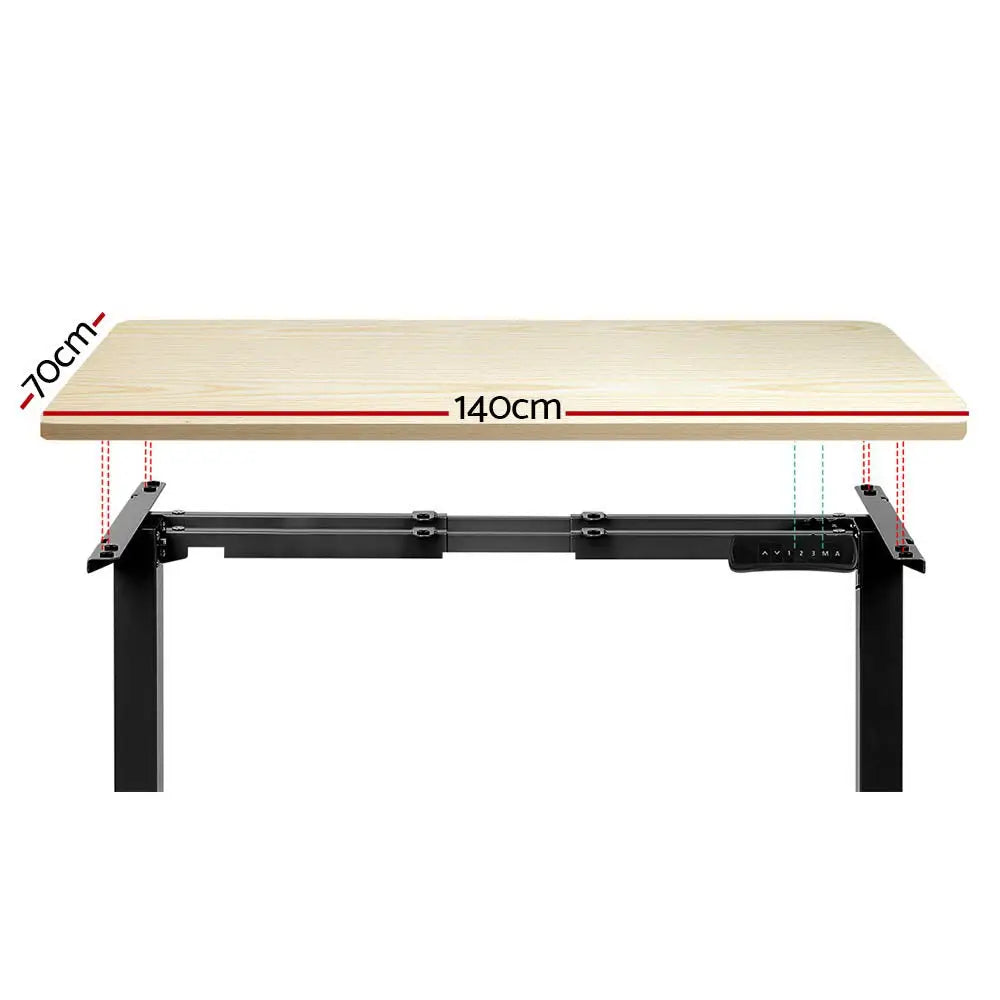 Artiss Standing Desk Motorised Dual Motor White Oak 140CM - Furniture > Office
