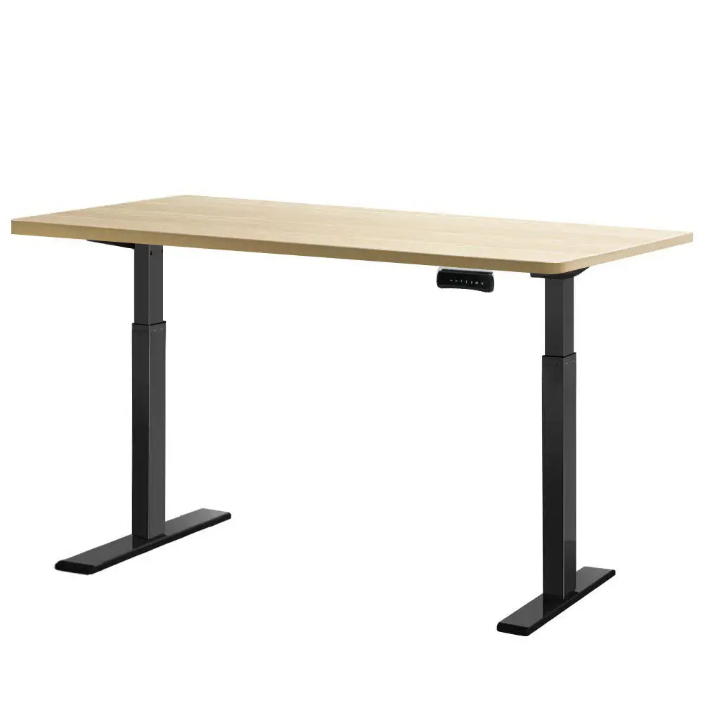 Artiss Standing Desk Motorised Dual Motor White Oak 140CM - Furniture > Office