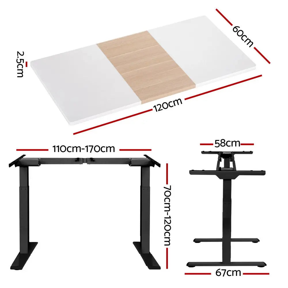 Artiss Standing Desk Motorised Electric Dual Motor 120CM - Furniture > Office > Desks