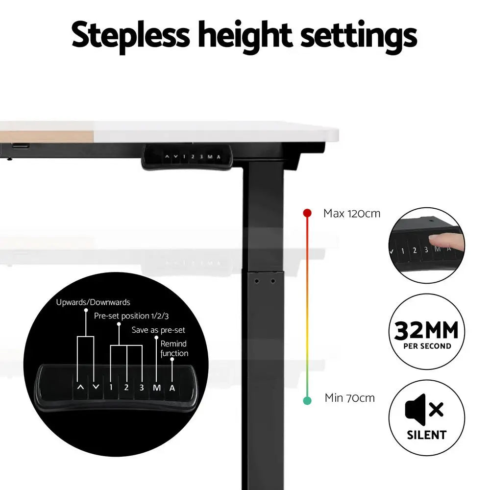 Artiss Standing Desk Motorised Electric Dual Motor 120CM - Furniture > Office > Desks