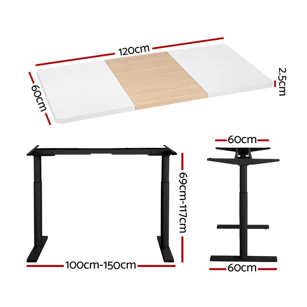 Artiss Standing Desk Motorised Electric Dual Motor 120CM - Furniture > Office > Desks