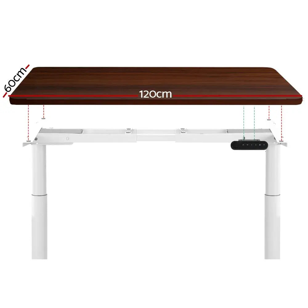 Artiss Standing Desk Motorised Electric Dual Motor 120CM Walnut - Furniture > Office