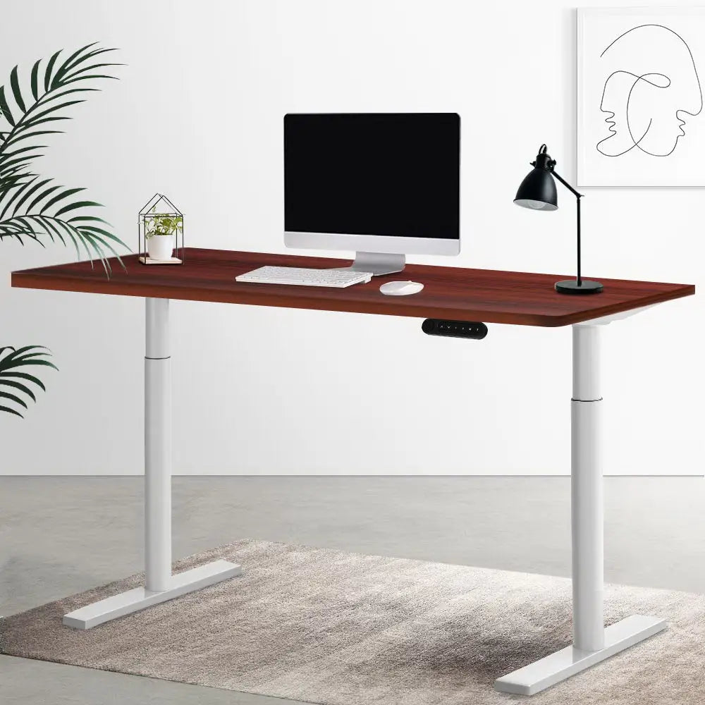 Artiss Standing Desk Motorised Electric Dual Motor 120CM Walnut - Furniture > Office