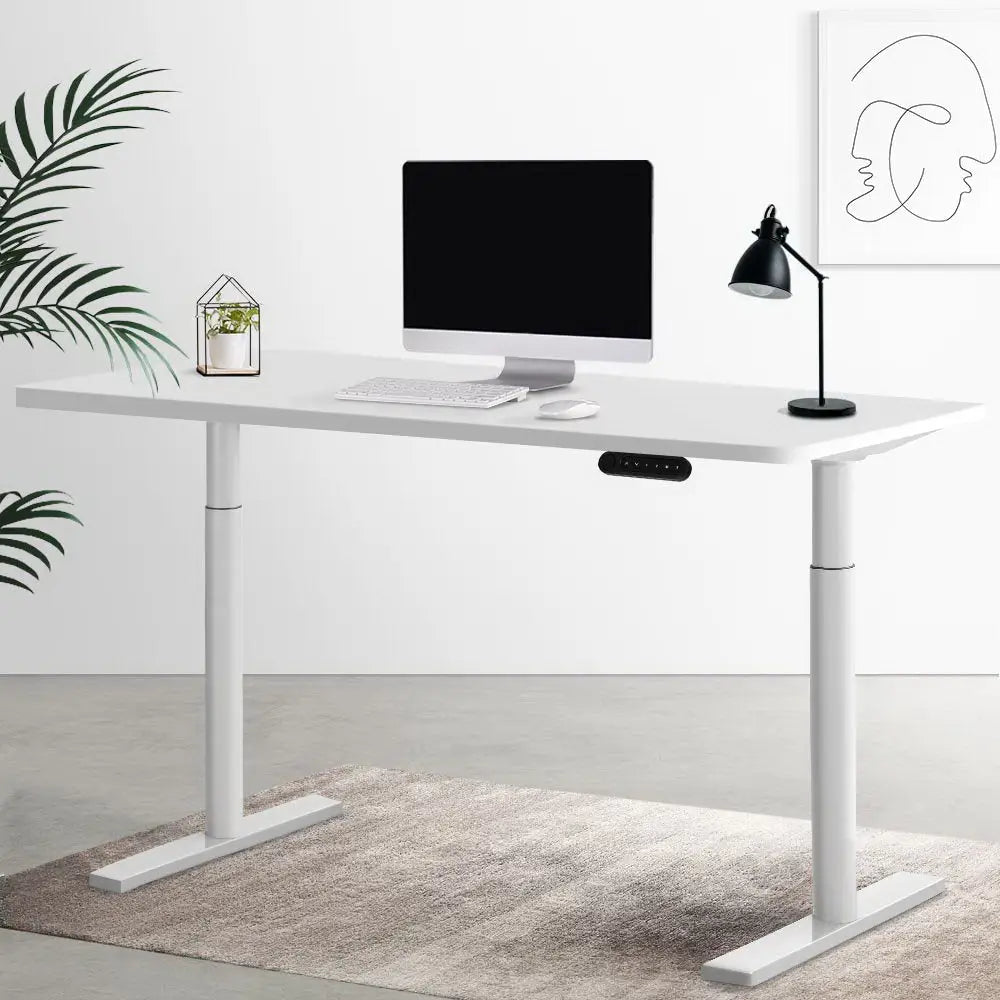 Artiss Standing Desk Motorised Electric Dual Motor 120CM White - Furniture > Office